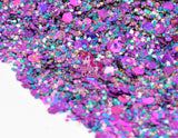 Razzle Dazzle Galaxy Chunky mix of Purple, Teal, Silver, Hexes & Hearts | Waterproof Glitter, Sparkles color for Arts & Crafts, DIY, Projects | Shimmer Powder