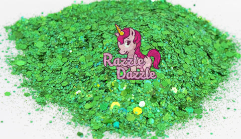 Razzle Dazzle Green Lantern Green Vibrant Color, Eco-Friendly Glitter, Non-Toxic Sparkle Powder, Great for Resin Art, Silicone Molds, Tumbler Decoration, Holographic Glitter