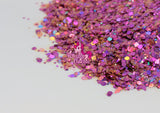 Razzle Dazzle Charmed Chunky Mix of Hexes & Gold Ultra Fine Sprinkles | Iridescent Glitter Flakes, Cosmetic Face Body Eye Hair Nail Art Resin Tumbler Glitter