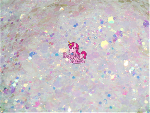 Razzle Dazzle cloud 9 White Iridescent Chunky Mix Glitter | High Quality| Non Toxic, Safe to use, Perfect for nail art, DIY Crafts, Resin Art