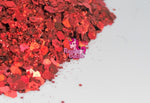 Razzle Dazzle Fire and Ice Glitter- Red Cosmetic Craft Glitter for Epoxy Resin, Nail Sequins Iridescent Flakes, Body, Face, Hair, Glitter Slime Making, Decoration Wedding Cards | Cut Type- Deep Red Mix