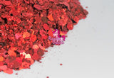 Razzle Dazzle Fire and Ice Glitter- Red Cosmetic Craft Glitter for Epoxy Resin, Nail Sequins Iridescent Flakes, Body, Face, Hair, Glitter Slime Making, Decoration Wedding Cards | Cut Type- Deep Red Mix