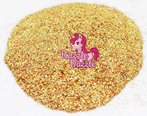 Razzle Dazzle Glittzy Glitter- Golden Holographic Glitter, for Making Tumblers, Rasin Arts, Nails, Crafts, Slime Making, Silicon Molds, Cosmetic Face Body Hair Nails
