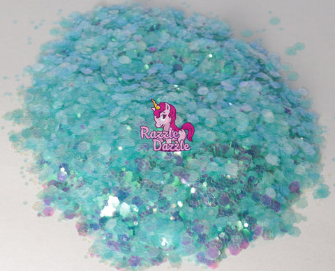 Razzle Dazzle Ocean Ice Glitter Cosmetic Nail Glitter, Arts Crafts, for Making Tumblers, Silicon Molds, Decoration Cards, Face, Body, Eyes Premium Holographic
