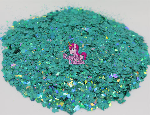 Aquamarine Green Holographic Chunky Mix Glitter Shaker