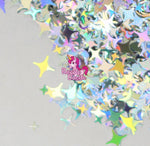 Silver Holographic Four Point Stars