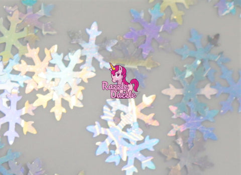 Silver Holographic Snowflakes