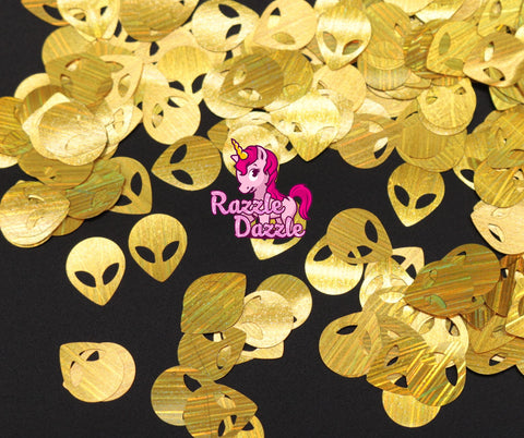 Gold Alien Head Shaped Glitter