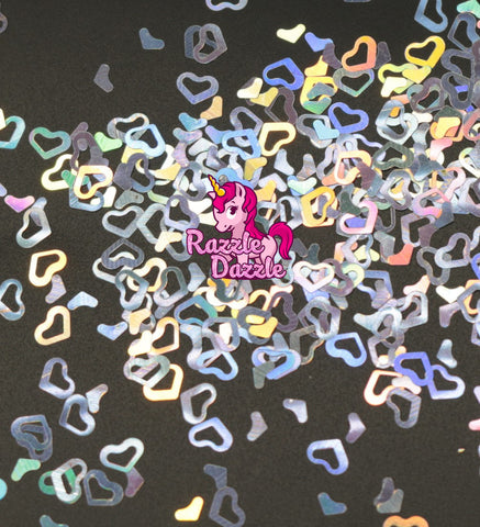 Silver Hollow Hearts Glitter